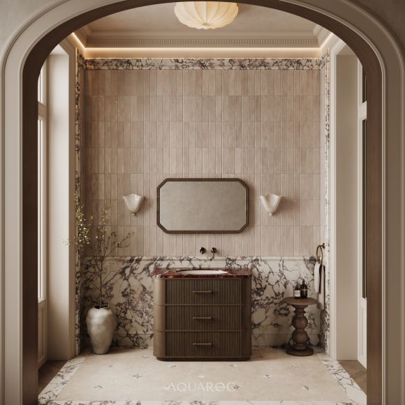 Savoy Vanity Unit 1000mm Espresso Oak & Rosso Levanto Top